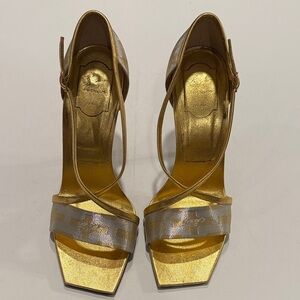 Roger Vivier Gold Strappy Heels